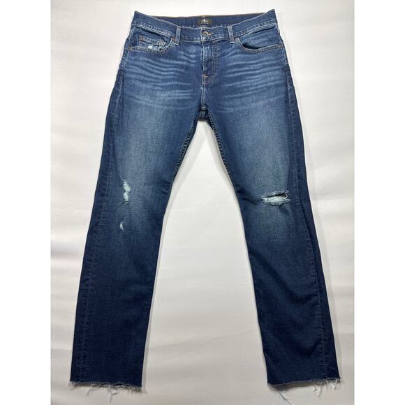7 For All Mankind Other - 7 For All Mankind Men's Paxtyn Slim Straight Blue Denim Jeans - Size 34x29.5